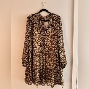 Leopard Print Chiffon Dress | H&M | Size XL | NWT